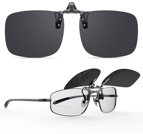Goiteia Polarisierte Sonnenbrille zum Aufklipsen über Korrekturbrillen für Männer und Frauen - Einfaches Auf- und Absetzen mit einer Hand - Verbesserte Gläser ohne Blaulicht