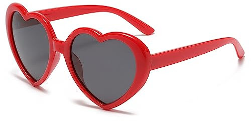 YAMEIZE Trendy 90s Polarisiert Love Herz - Sonnenbrille für Damen Herren Heart Retro Herz Form Brille Vintage Coloful Funny Party im Freien