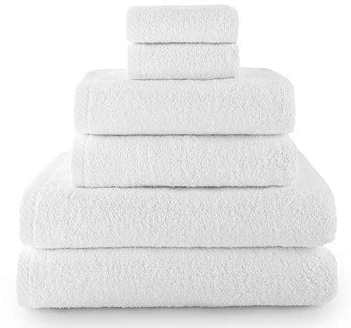 Top Towel - Plus - Toallas de baño grandes - Toallas baño - 2 toallas cara o bidet + 2 toallas de mano o lavabo + 2 toallas de ducha - Algodon 100% - Blanco