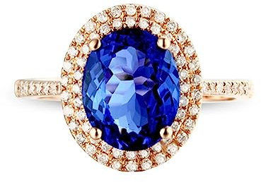 Homxi Silber Ring 925 Damen,Ring Hochzeit 4 Zinken mit Oval Blau Zirkonia Damenring Verlobung Rosegold Größe 53 (16.9)