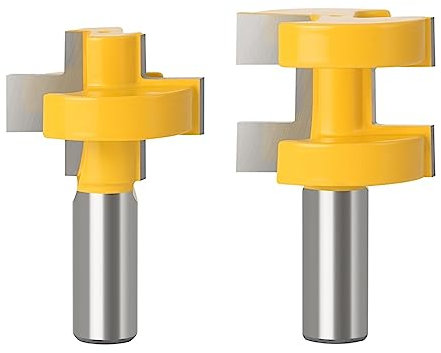 2 teile/satz Nut Und Feder Fräser 12mm 12,7mm Schaft T-Slot Quadratischen Zahn Zapfen Fräser Holz werkzeug (Size : 12mm shank)