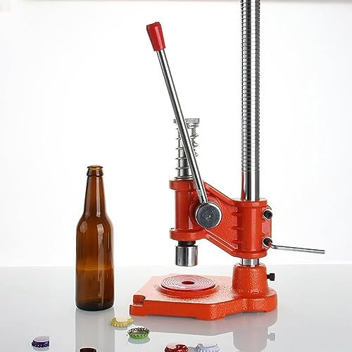 QCHIAN Manual Capping Machine, Beer Bottle Capper Tool with Non-Slip Base and Adjustable Handle, Heavy Duty Strong Metal Crimper, 26mm Round Bottles Caps for Homebrew Beer and Soft Drinks