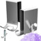 Cimown Shower Door Hooks,Double-Sided Towel Hook,2pcs Over Shower Door Towel Hook,Frameless Glass Door Shower Hooks,with Sponge Pad, Suitable for Hanging Towels, Razors, Brushes （Silvery