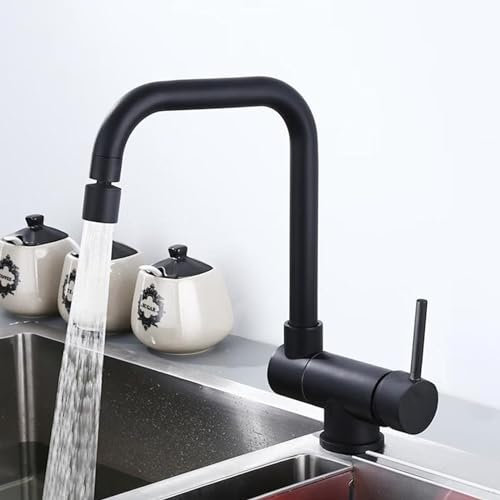 Wasserhahn Küche Vorfenster Klappbar, Mischbatterie Küche Vorfenster Edelstahl 2 Modi 360° Schwenkbar, Vorfenster Küchenarmatur Klappbar-Schwarz