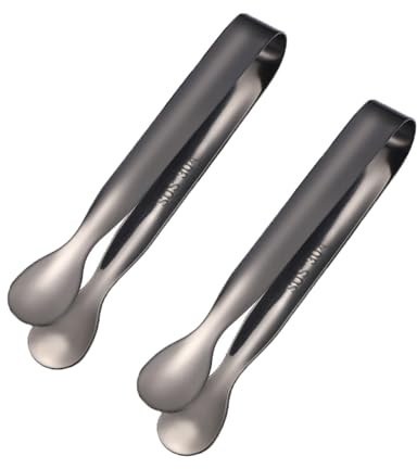 Gegaoicom Eiszange Zuckerzange Mini Servierzange Edelstahl Vorspeisenzange (Schwarz)