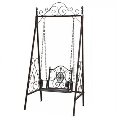 Altalena da giardino in ferro battuto marrone 1 posto Ht.209 cm