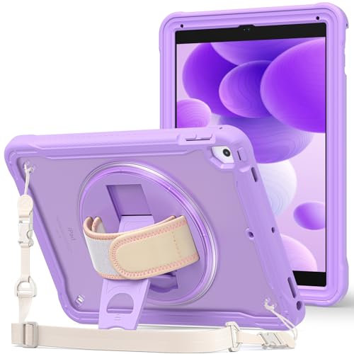 ProCase Rugged Case for iPad 9.7 Inch 5th 6th Gen/iPad Air 2 / iPad Pro 9.7 Case, Heavy Duty Shockproof Rugged Cover with Hand Strap 360 Degree Rotatable Kickstand Protective for iPad 9.7 -Purple