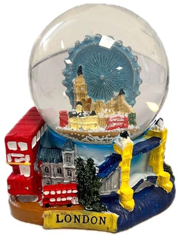 London Souvenir 3D Collage Schneekugel - Kultige Sehenswürdigkeiten mit Schneesturm-Effekt - Perfektes britisches Andenken, Medium 65 mm Durchmesser