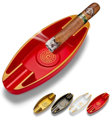 CIGARLOONG Aschenbecher Portable Reise 2 Slot für Haushalt Desktop Patios Innen Outdoor Büro Dekoration Zigarren Aschenbecher(Rot)