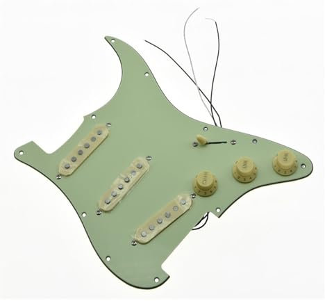vorverdrahtetes Schlagbrett Pickguard Single Pickup Set Dreischichtiges Gitarren-Pickguard Gitarrenzubehör(Vintage Green)
