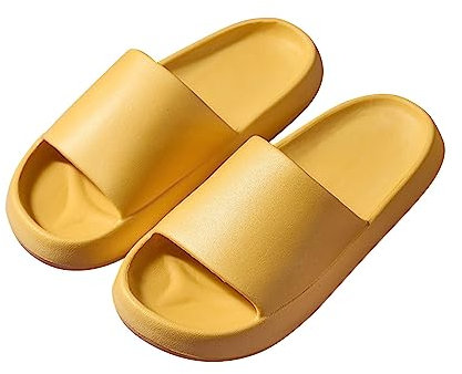 Generico Donna Pelle Flip Flop Donna Rosa Infradito Donna Pantofole con Suola Spessa da Uomo e da Donna Summer Couples 'Piedi Antiscivolo per la casa al Coperto Bambina Hotel Infradito (Yellow, 39)