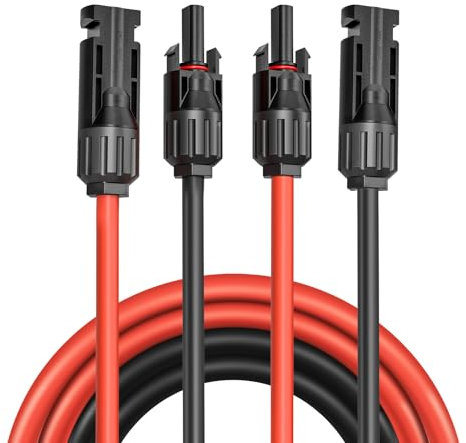 Cable de Extensión de Panel Solar de 6 mm², Alargador de Cable Solar de 1/2/3/5M, Cable de Cable Fotovoltaico con Conectores Hembra y Macho Kit de Adaptador para Panel Fotovoltaico (6mm²5m)