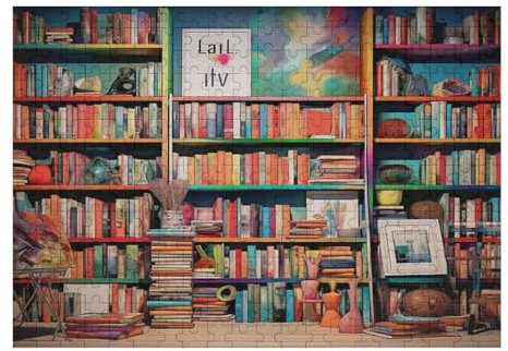 Bücherregal-Puzzle, 500 Teile für Erwachsene, Holzpuzzle für Jugendliche, Lernspiele, einzigartiges Geschenk für Geburtstag, Weihnachten, 52 x 38 cm, 399g426