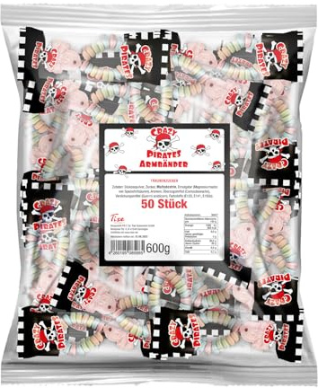 Crazy Pirates Traubenzucker Armbänder 50 Stück (600g)