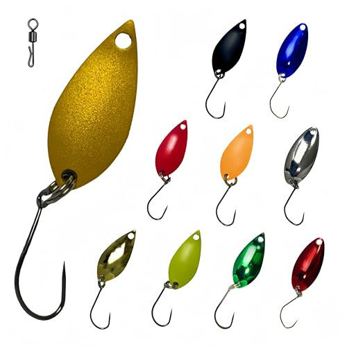 RuiJiaXiang 40pcs Barbless Fishing Spoons Kit 4 Sizes 1.6g 2g 2.5g 3.5g 10 Colours 5 Pcs Lure Accessories Rotating Spinner Baits for Trout Pike Perch Saltwater Freshwater