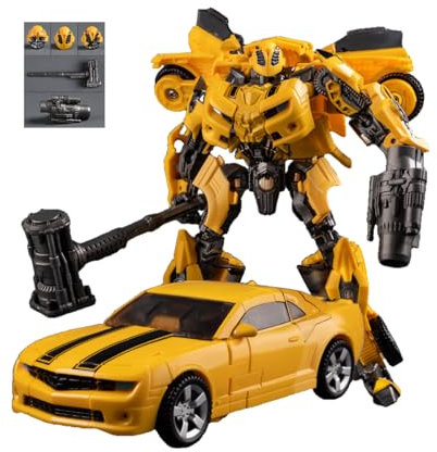 Fuwraixis Transformieren Roboter Spielzeug,2 in 1 Transforming Roboter Modell,Bumblebee-Automodell,Mit Einer Vielzahl von Waffen und Kopfformen,Geschenk für Kinder ab 6 Jahren und Erwachsene