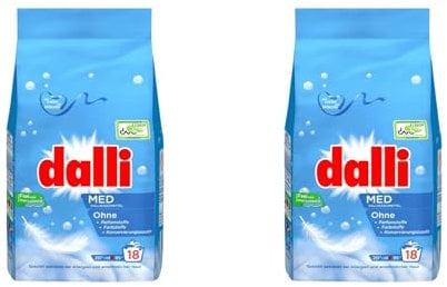 dalli® med Vollwaschmittel-Pulver I 36 Waschladungen I speziell geeignet bei Allergien und empfindlicher Haut | weiße Wäsche | 2 x 1,215 kg