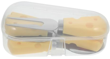 ULTECHNOVO 6 Stück Käsemesser aus Edelstahl mit Käsegriff Gelb | Butterstreicher, Kleiner Löffel und Kleiner Gabel, Kreativ und Multifunktional für Wurst und Käseplatten