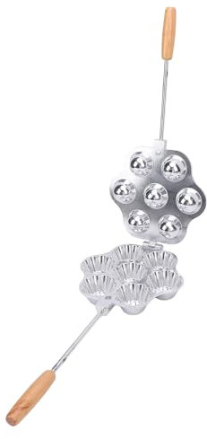 Nikou Egg Pie Mould with 7 Holes Aluminium Alloy Egg Pie Baking Tray with Handle for Small Pie Pudding Cupcake Muffin Tart