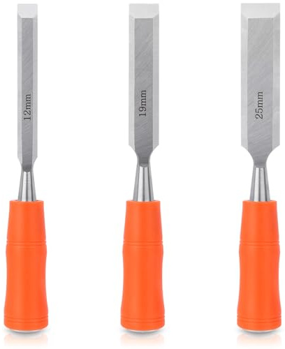 3 Pcs Wood Chisel Sets,Wood Chisel for Woodworking DIY, Wood Carving Chisels with Bevel Edge and Ergonomic Handle, Chizzle Set for Wood Carving Sculpting Carpentry Wood Tools 12mm, 19mm, 25mm