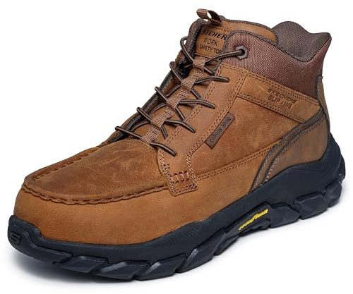 Skecher's Mens for Work Santoro Leather Safety Moc Toe Slip Ins