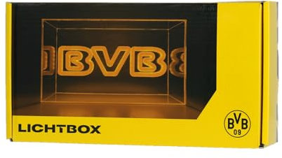 BVB Borussia Dortmund LED Lichtbox, Offizielles Merchandise, Gelb-Schwarz, Dekorative Beleuchtung