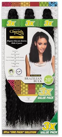 Cherish/Brazilian Bulk 20 / Crochet Hair Braids / 3 IN 1 VALUE PACK/Colour - 1B