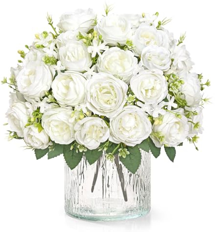 ASTNIC 4 Bündel Pfingstrose Kunstblumen, Künstliche Blumen, Kunstblumen wie echt, Blumenstrauß Künstlich, Fake Blumen für Hochzeitsdeko, Blumenarrangement, Deko Wohnzimmer, Party Deko