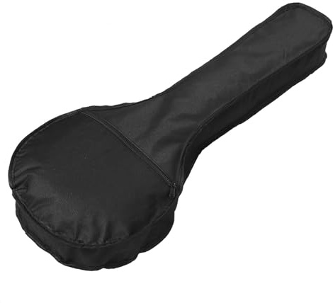 Rucksack Mandolinentasche Schwarz mit Polsterung, Oxford Gewebe | Handtragegriff, Außentasche und Reißverschluss, für Mandoline, Musikraum und Weg zur Lektion