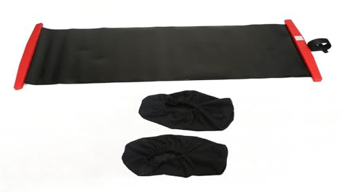 AurSoltriad Slide Board Non Slip Sliding Mat with Shoe Covers, Balance Exercise Training Equipment for Ski Skating, Home Gym Fitness Sliding Board for Core and Lower Body Workout (Black)
