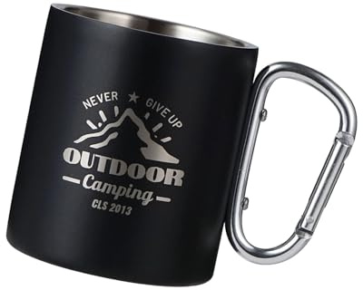 TFAOYS Weight Metal Coffee Mug for Outdoor Camping Double Wall Insulated Travel Cup Camping with Handle Enduring Metal Coffee