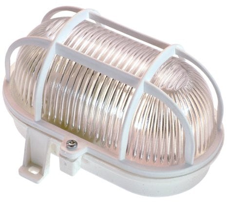 as - Schwabe Ovalleuchte - Gitterleuchte bis 60 W - Fassung E27 - Deckenleuchte/Wandleuchte für Außenbereich & Innenbereich - Feuchtraumlampe - Kellerlampe Weiß, 56112