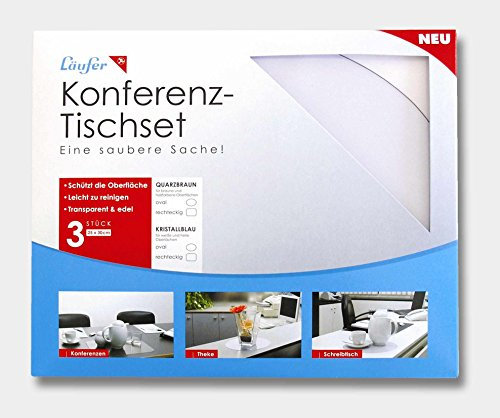 Läufer 32632 Tischset, durchsichtige Unterlage, 25x30 cm, oval, transparent quarzbraun, für Kaffegedecke, Blumenvasen, Kaffevollautomat, für Konferenzräume, Empfang, Büro und Küche