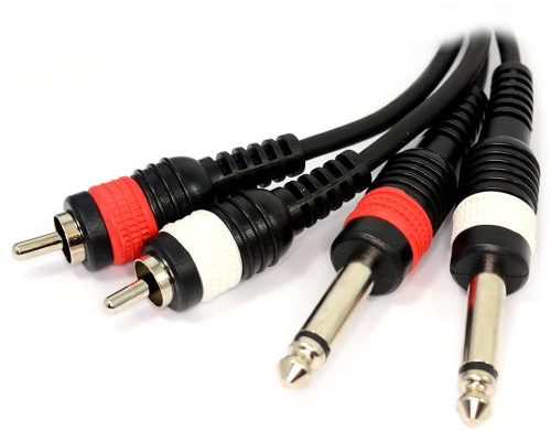kenable PULSE 2 x 6.35mm Mono Plugs to Phono Plugs OFC Cable 1.5m