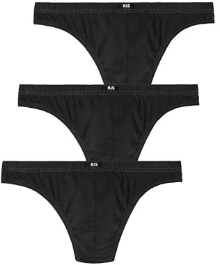 H.I.S Herren String 3er Pack in schwarz