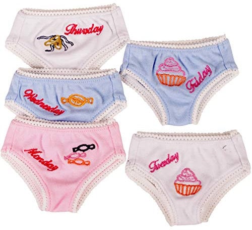 Götz 3402852 Slips 5-Tage-Woche - Puppenkleidung & Puppenzubehör für Babypuppen Gr. S von 30 - 33 cm und Stehpuppen Gr. XL von 45 - 50 cm