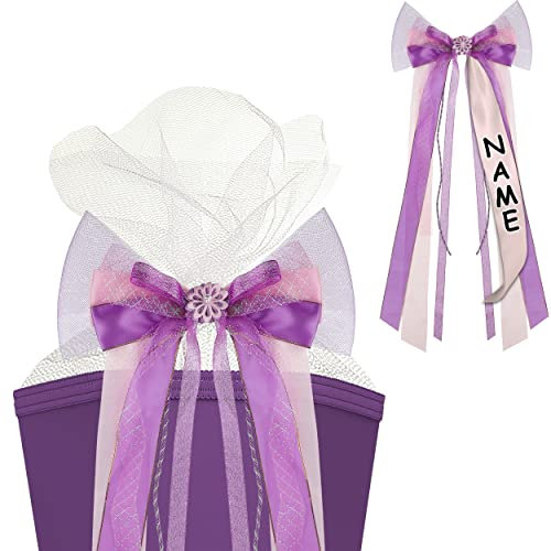 alles-meine.de GmbH große 3-D Schleife - incl. Name/Text - 24 cm breit u. 54 cm lang - mit Blüte - lila violett - für Geschenke und Schultüten