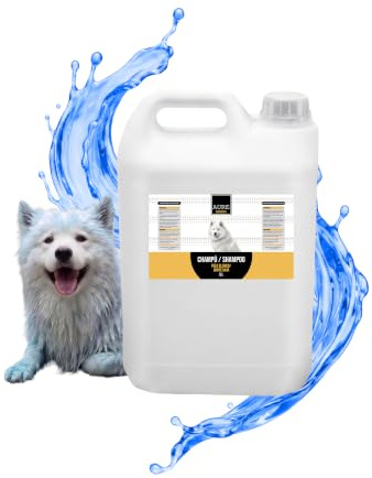 AURE Champú para Mascotas Pelo Blanco 5L – Champu Perro y Champu Gatos, PH Neutro, Desenredante y Suavizante, champú para perros Aporta Brillo, Uso Frecuente, Sin Parabenos ni Siliconas