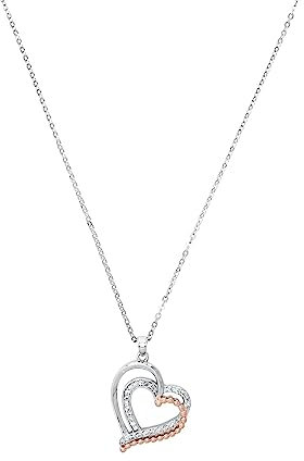 Amor Kette mit Anhänger 925 Sterling Silber Damen Halsschmuck, mit Zirkonia synth., 45 cm, Bicolor, Kommt in Schmuck Geschenk Box, 2022049