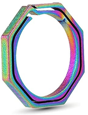 Dioche Titanium Schlüsselanhänger, Super Lightweight Bunte EDC Keychain Karabiner Pocket Octagonal Ring