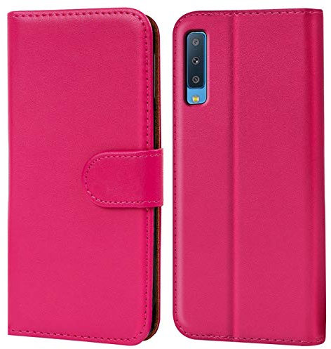 Verco Handyhülle für Galaxy A7 (2018) Hülle, Klapphülle fürSamsung Galaxy A7 Tasche PU Leder Flip Case Brieftasche - Pink