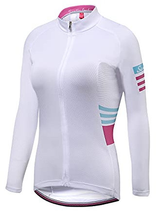 Santic Fahrradtrikot Damen Langarm Radtrikot Frau Fahrradshirt Damen Langarm Fahrradtrikot MTB Weiß EU XXXL
