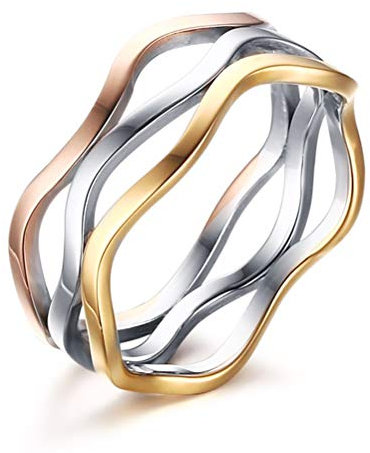 OIDEA 3 Anelli Intrecciati Irregolare Donna Fidanzamento Acciaio Inossidabile Argento Oro Rosa
