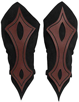 Andracor Manchette légère en daim - Protège-bras pointus avec ornements et boucles - Noir/marron