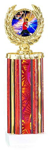 S.B.J - Sportland Gold roter Pokal in Zylinderform ca 38 cm.