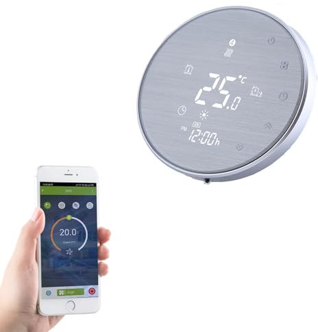 Qiumi Termostato Wifi para calefacción individual de calderas de gas/agua funciona con Amazon Alexa, Google Home IFTTT, Contacto seco 5A 95~240V,Innovación Panel cepillado