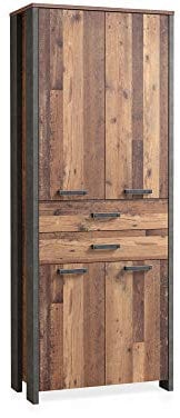 moebel-eins Cassia Büroschrank 4 Türen + 2 Schubkästen, Material Dekorspanplatte, Old Wood Vintage/betonfarbig