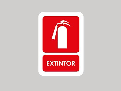 Pack 10 Señales de Extintor | Medida 14,85x21cm | Señaletica en Material Aluminio Blanco Resistente de 3mm | Duradera y Económica