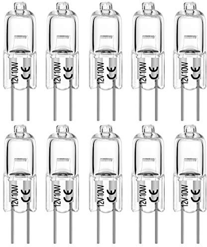 EKSAVE G4 Halogen Bulbs 10W 12V 120lm T3 Bi-Pin Bulb for Under Cabinet Puck Light, Chandeliers, Track Lighting, 2700K, Warm White, Pack of 10