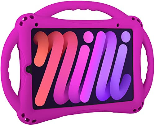 TopEsct Funda Infantil para iPad Mini 7 (A17 Pro) 2024/iPad Mini6 2021, Funda de Silicona a Prueba de Golpes con Soporte de asa para iPad Mini de 8.3 Pulgadas de 6ª/7ª generación, Color Morado